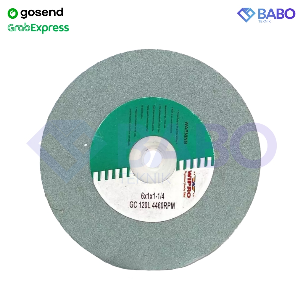 Wipro Batu Gerinda Hijau 6 inch GC80L GC120L/ Batu Asah Duduk 6 Inch #80 #120 Grade