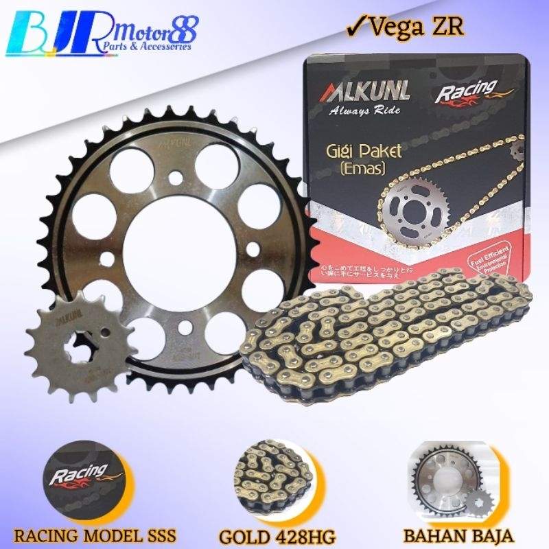 GEAR GIR PAKET RACING GOLD MODEL SSS VEGA ZR/JUPITER Z NEW/JUPITER Z1/ROBOT 15-40T/428HG-108L MLKUNL