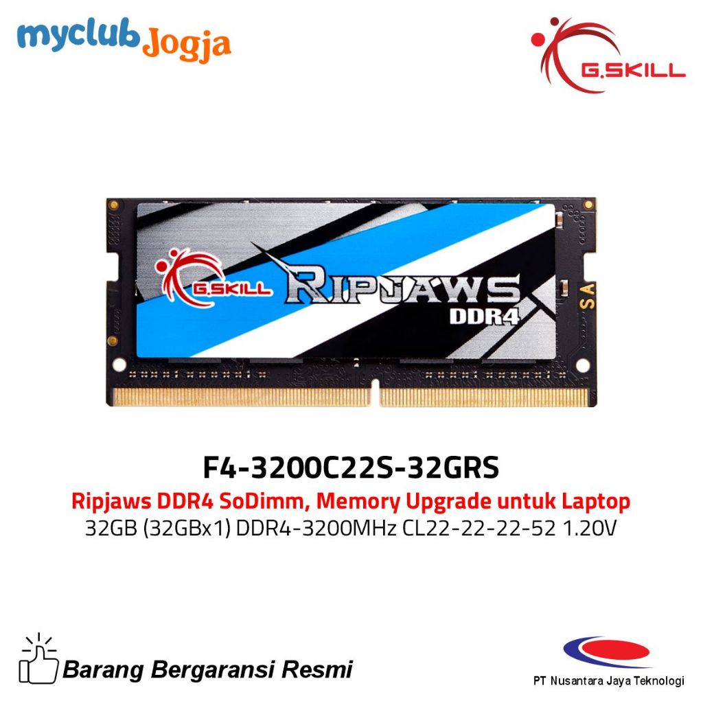 RAM Laptop DDR4 32GB 3200MHz SoDimm Gskill Ripjaws F4-3200C22S-32GRS