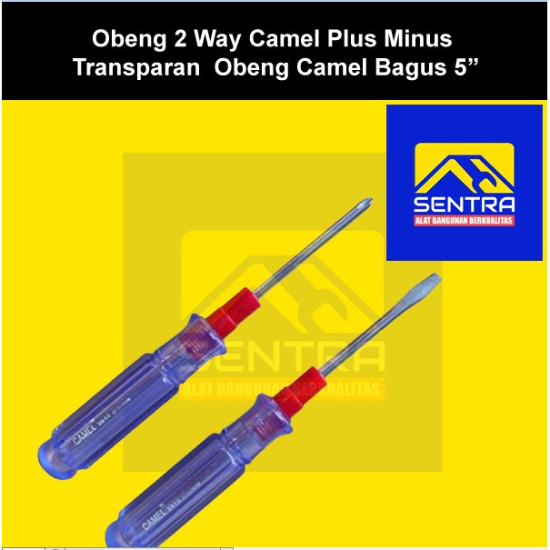 Obeng 2 Way Camel Plus Minus Transparan / Obeng Camel Bagus 5”