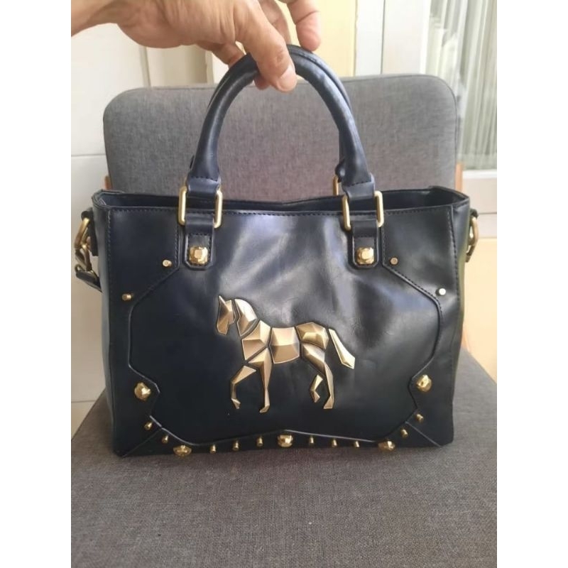 LAPALETTE tenteng talpan hitam-TAS PRELOVED BRANDED ORIGIONAL