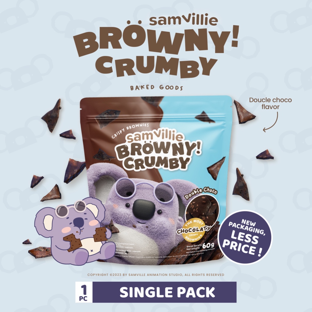 

Samvillie Browny Crumby | Snack Brownies Crispy Kue Kering Rasa Coklat dan Keju 60gr x1 pc