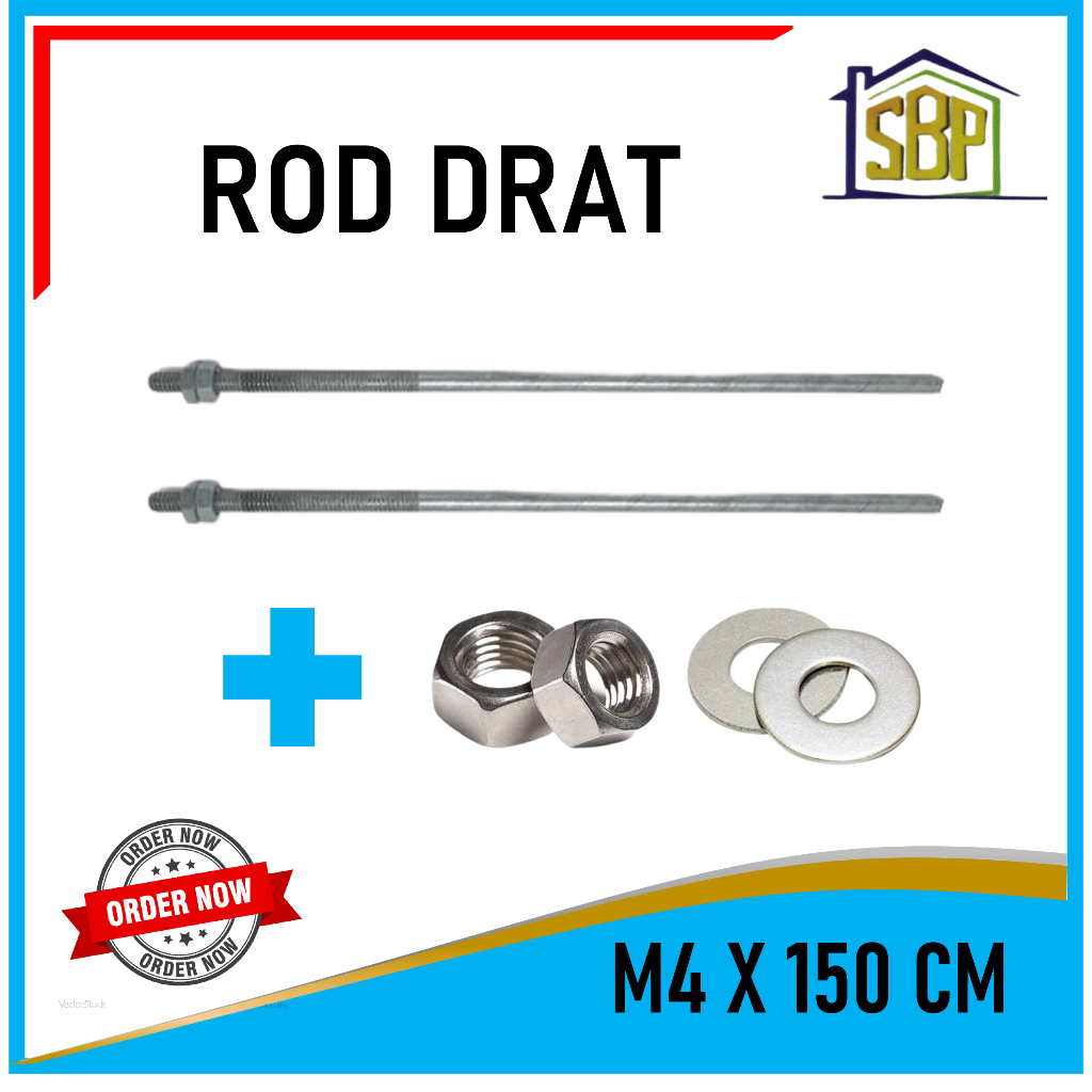 Rod Drat M4 x 150 Cm Suspension Rot Hanger Kawat Gantungan Rangka Plafon