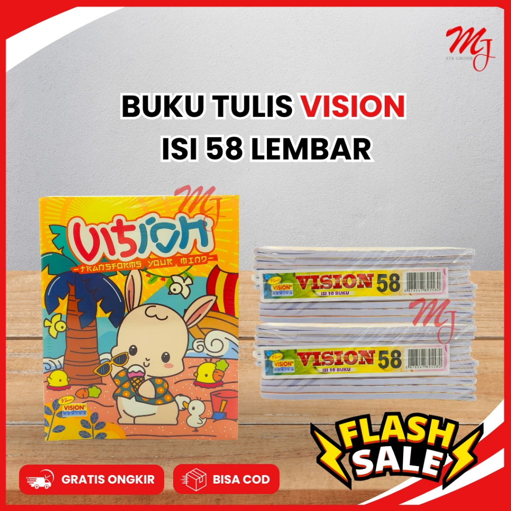 

(10 pcs) Buku Tulis VISION 38, 58 Lembar 1 Pack