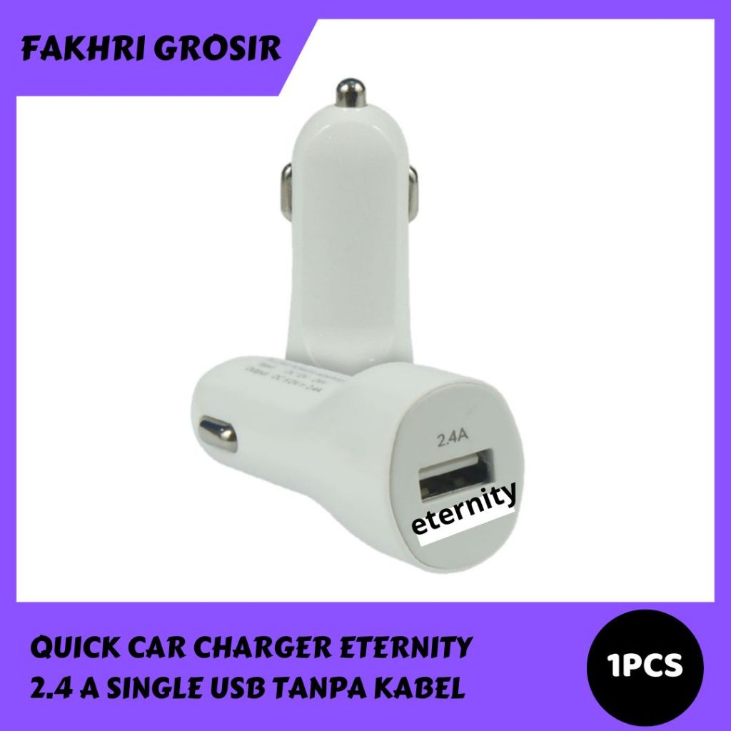 Charger mobil quick car charger single usb tanpa kabel