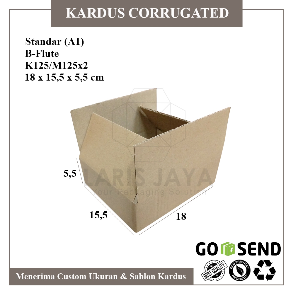 

[HARGA SPESIAL] B FLUTE | KARDUS | CORRUGATED BOX | PACKING | PACKAGING 18 X 15,5 X 5 CM Kecil Polos Murah