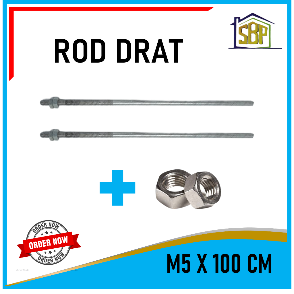 Rod Drat M5 x 100 Cm Suspension Rot Hanger Gantungan Plafon Gypsum