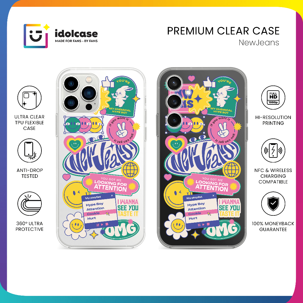 Clear Case NEWJEANS Banyak Varian Model NFC And Wireless Charging Compatible Bahan Tebal