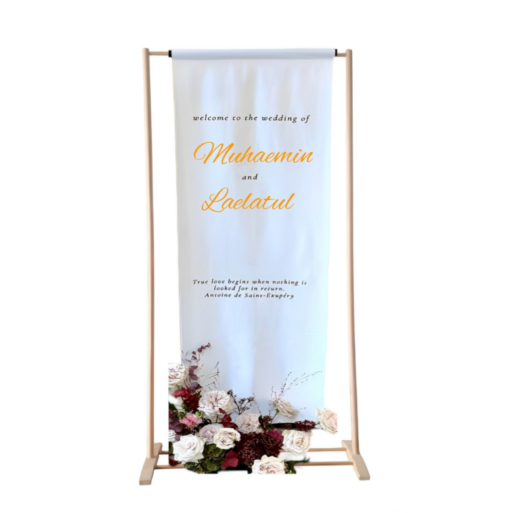 Standing Baner Wedding Door frame outdoor stand. Tidak terima cetak. Utk spanduk 60 x 160cm