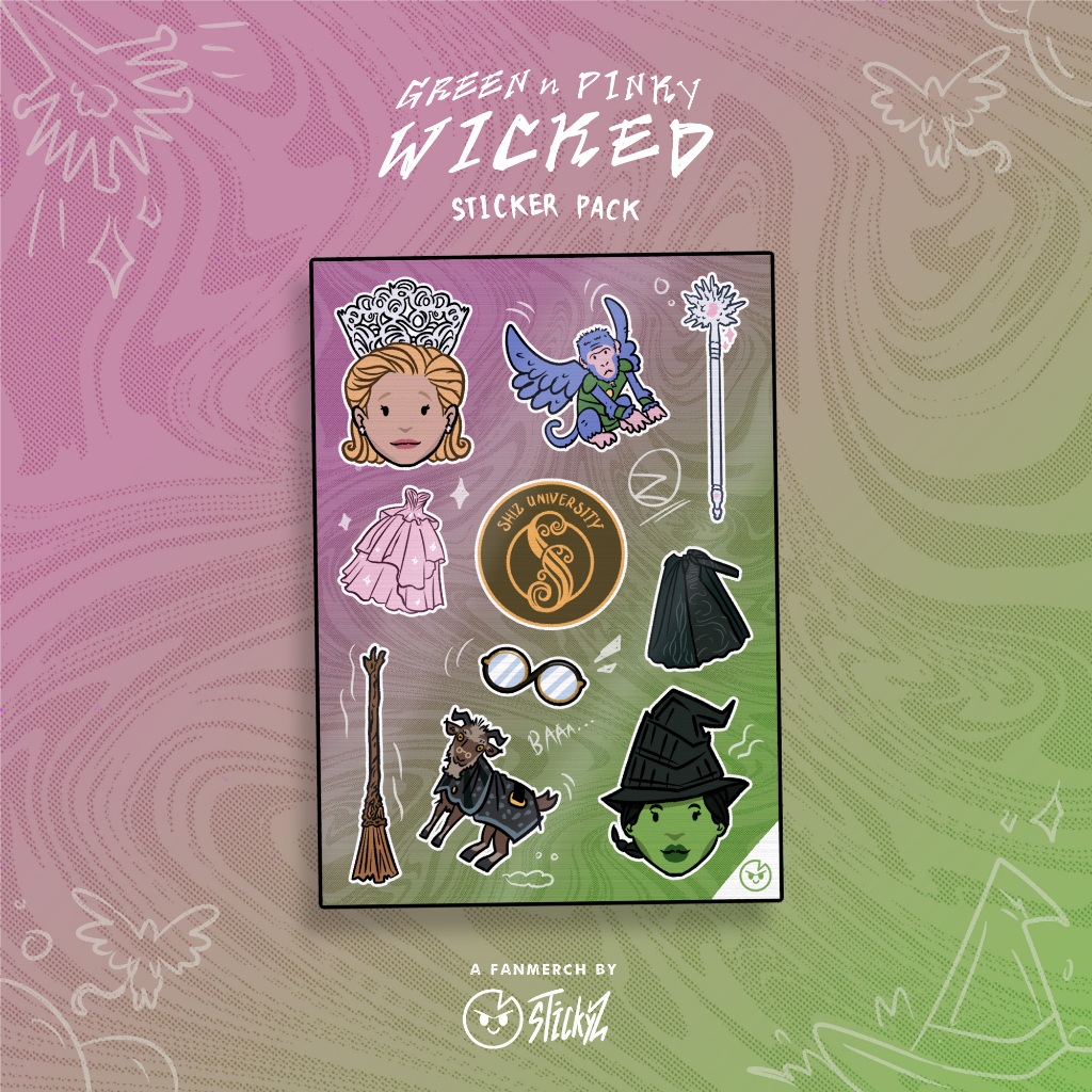 

Stickyz : Green & Pinky Wicked sticker pack | FanMerch | stiker vinyl | kiss cut | stiker wicked | glinda & elphaba