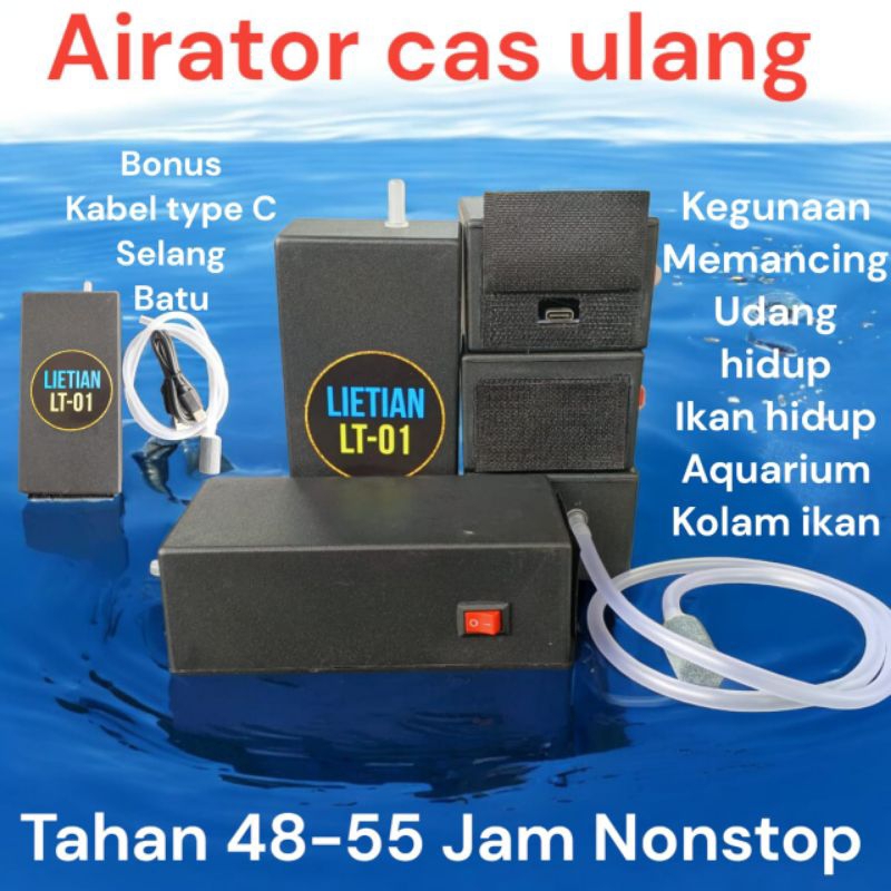 Aerator charger Tahan 48-55 Jam Nonstop, Aerator Udang, aerator Mancing, Aerator Aquarium, aerator c