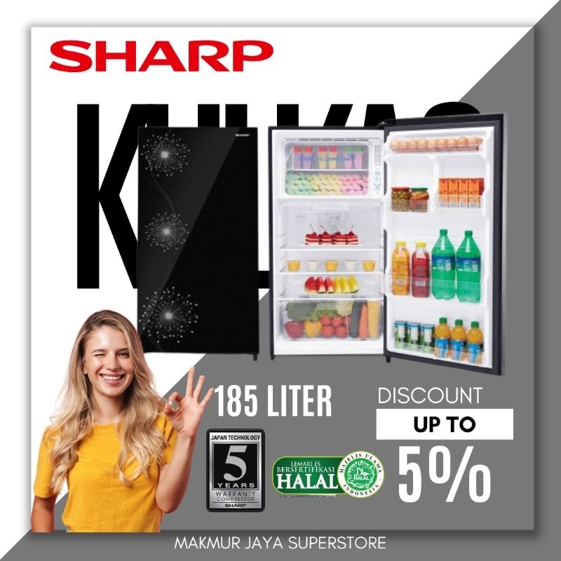 KULKAS SHARP SJX197W DW DOUBLE FREEZER