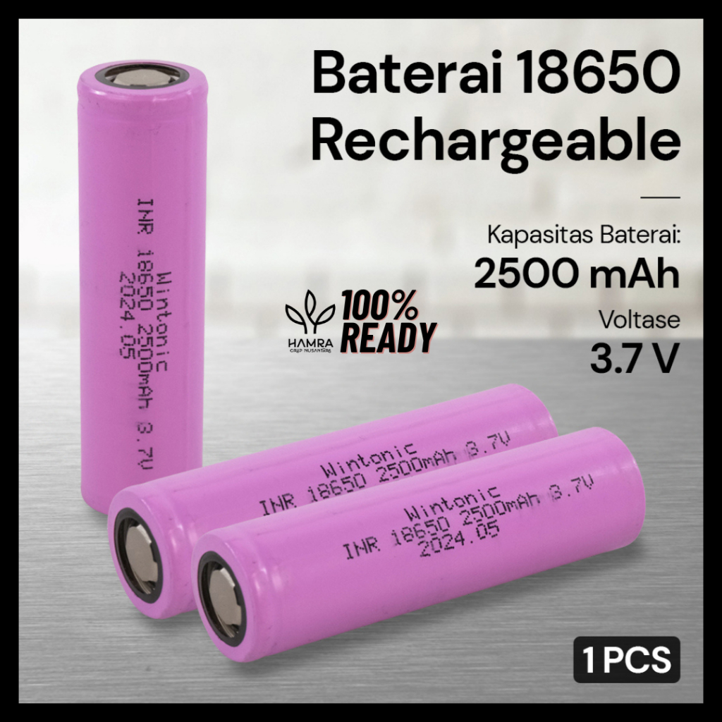 Baterai 18650 / Batre cas baterai 18650 Batre 3.7V 2500mAh Batre Cas / Baterai 18650 Batre Isi Ulang