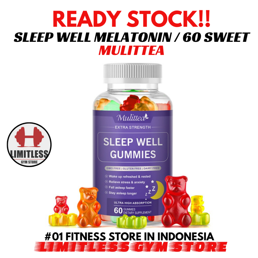 

Mulittea USA Extra Strength Sleep Gummies - 60 gummy Permen Tidur Lelap