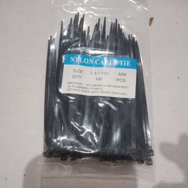 

KABEL TIS KABEL TIES TALI TIS WARNA HITAM UKURAN 2.5 X 100 MM ISI 100 PCS