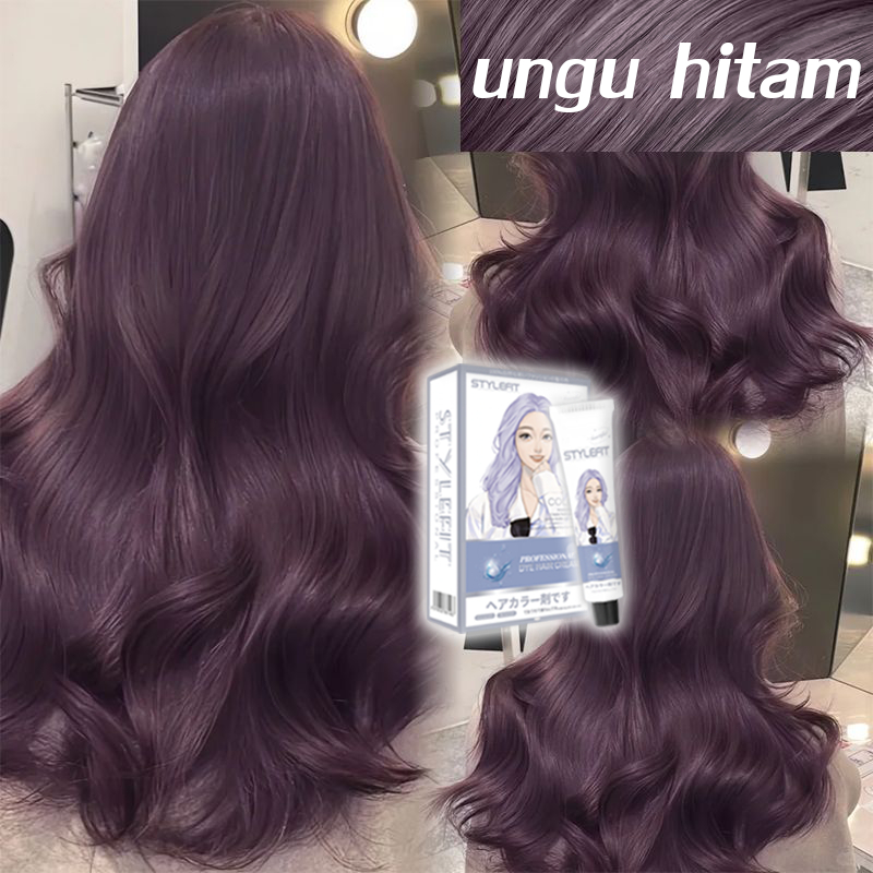 【Warna Utama 2025】STYLE FIT Cat rambut ungu hitam 200ML Cat rambut fashion profesional(shampoo pewar