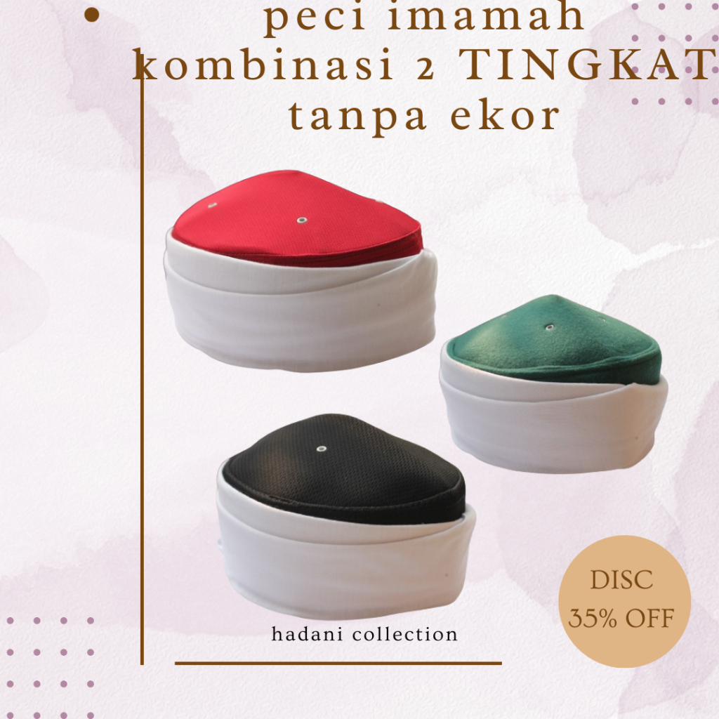 Peci Imamah Instan Permanen 2 TINGKAT Kombinasi Tanpa Buntut/Peci imamah instan Tanpa Buntut tinggal