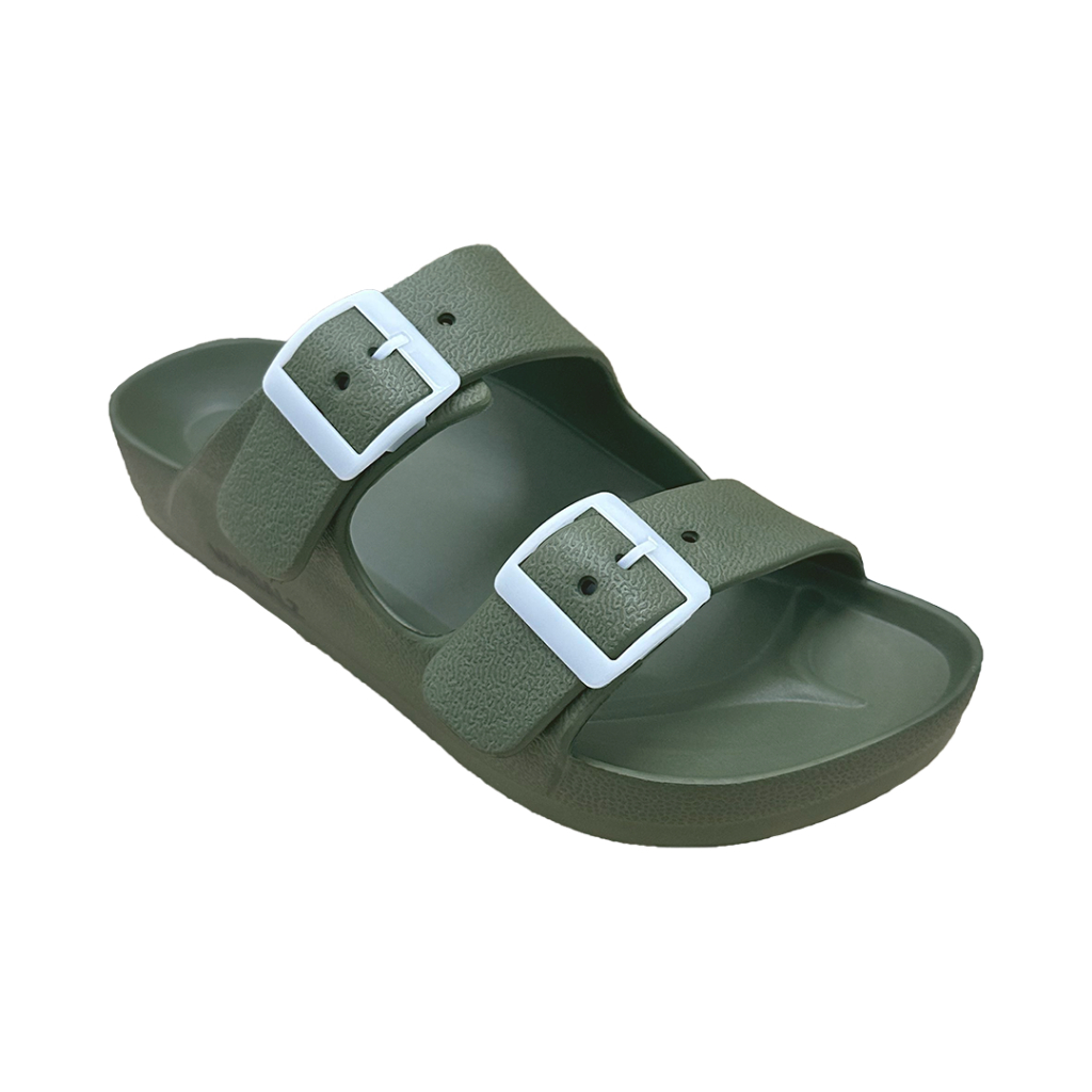 Vandalz Tabby 06 Olive White - Sandal Selop Karet Wanita Sendal Gesper Cewe Army Panama