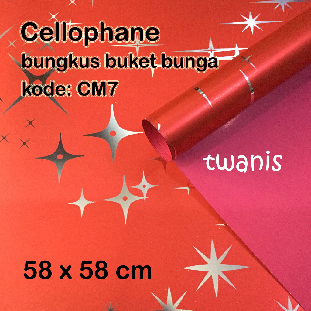 

Cellophane Plastik Buket Bunga Bintang Merah Metalik kode CM7 Eceran Khusus Jogja kirim Kurir Instan