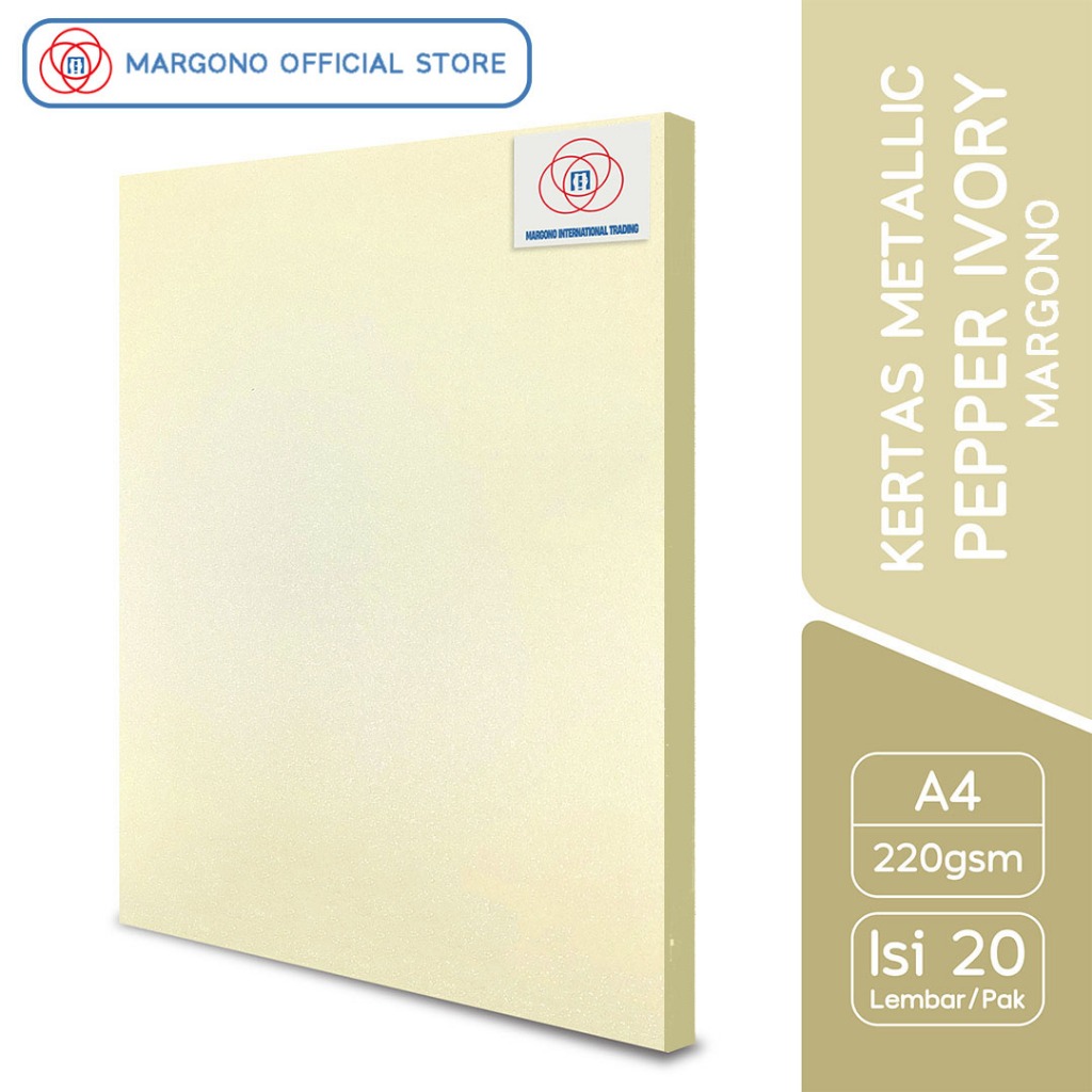 

Margono Kertas Warna A4 Pepper Ivory Glitter 220 gsm - 20 Lembar