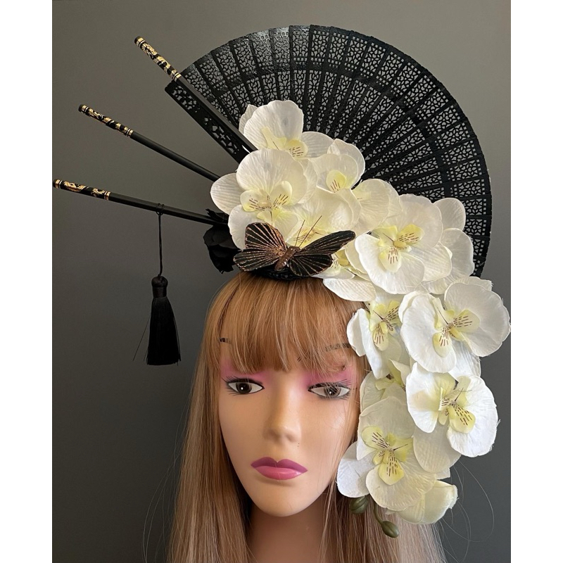 headpiece bunga besar kipas imlek karnaval cina