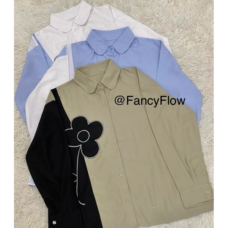 Kemeja katun wanita motif bunga - blouse katun