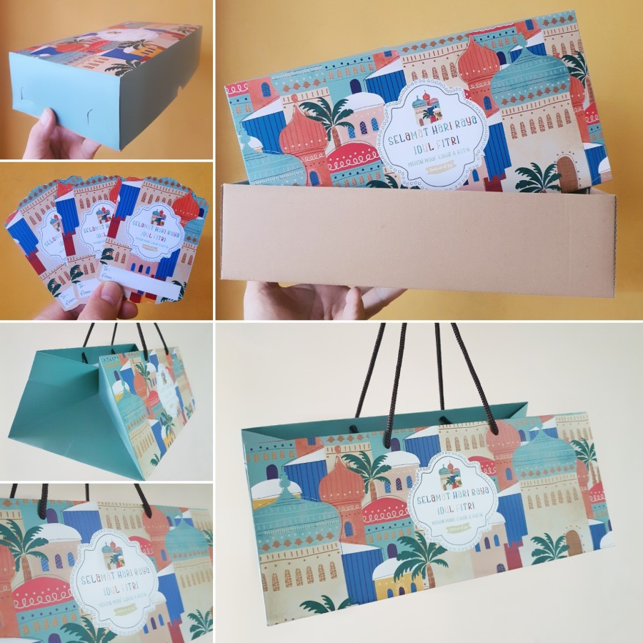 

5 Pcs Paperbag Idul Fitri Dus Packaging Nastar Isi 3 Toples Berat 350gram Persegi Panjang Ukuran 31 x 19 x 13cm
