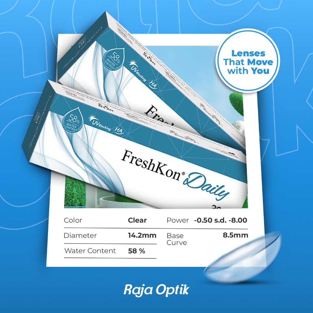 Softlens Freshkon  Clear Daily 30 pcs (-0.50 s/d -10.00) Softlens Bening Minus
