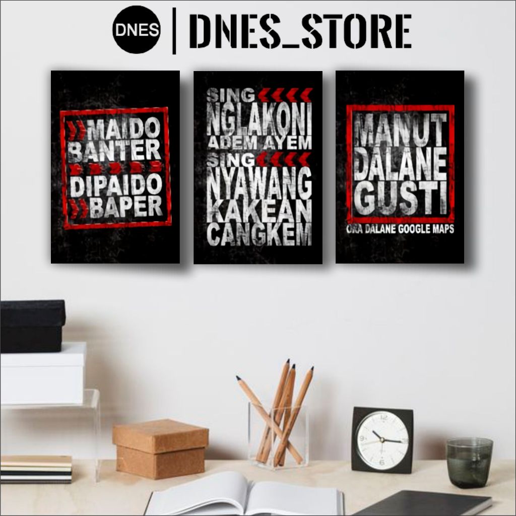 Hiasan Dinding QUOTES JAWA Ukuran 20cmx30cm Poster Kayu