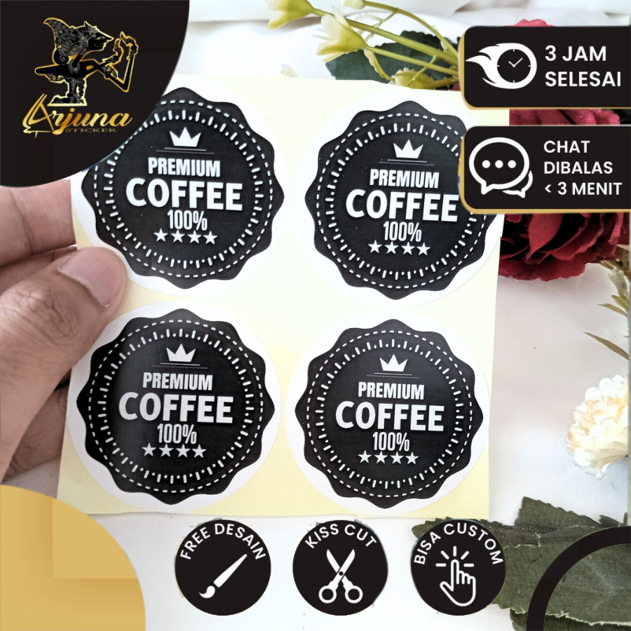 

2-4 Cetak Stiker Coffe Cafe Shop Murah Sticker Label Minuman Kopi Coffee Bentuk Bulat Free Desain