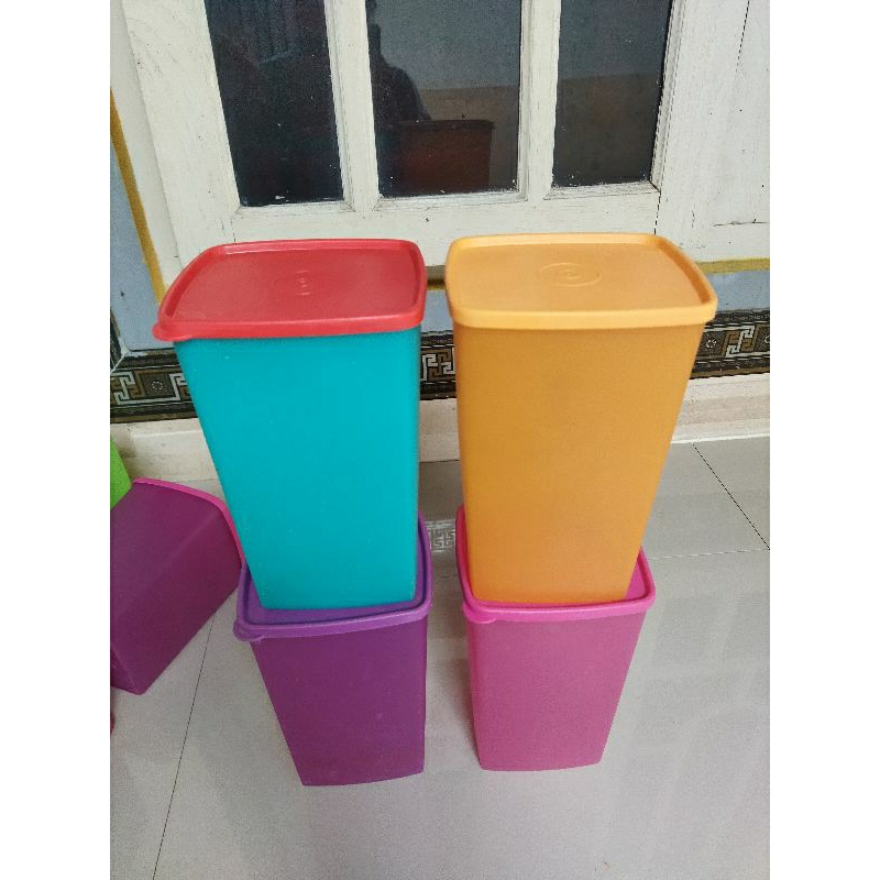 toples snack tall square kapasitas besar 1,8 liter tupperware second preloved