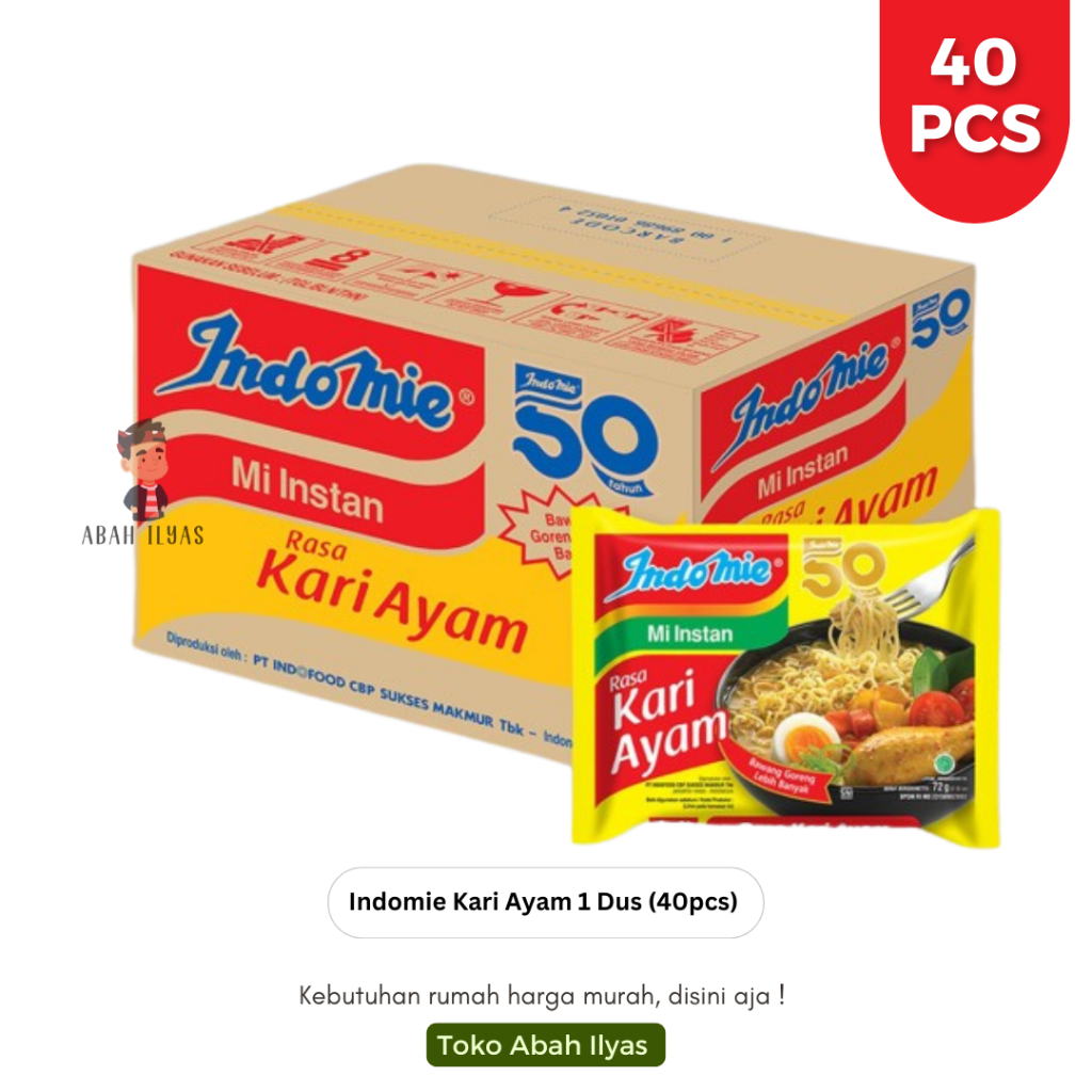 

Indomie Kuah Mie Instan Rasa Kari Ayam 1 Karton Isi 40 Pcs