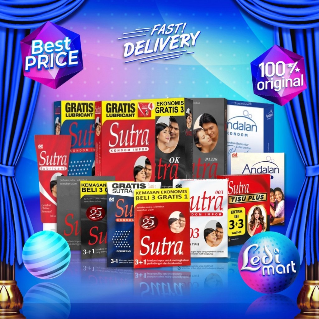 Kondom Sutra Series | Kondom Tipis Tahan Lama Anti Bocor | Import | Privasi Aman | Lubricant | Ledi