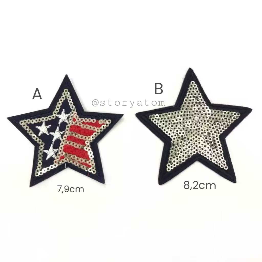 1 BUAH - IRON PATCH BINTANG BORCI / EMBLEM SETRIKA