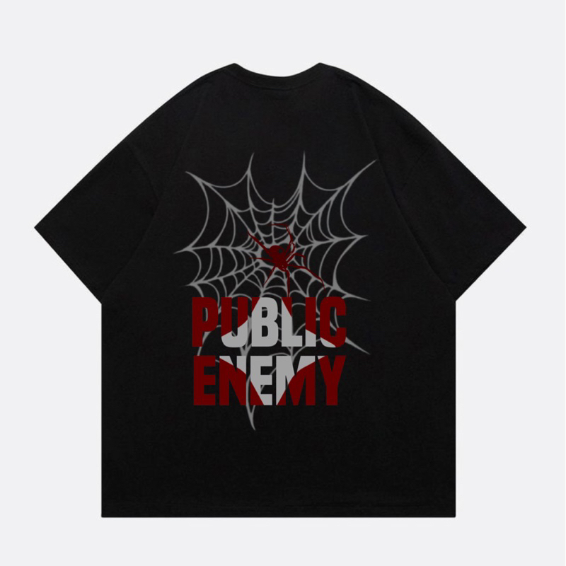Kaos Hitam cotton combed 24s  public enemy / kaos spider / kaos viral / kaos kekinian / kaos distro 