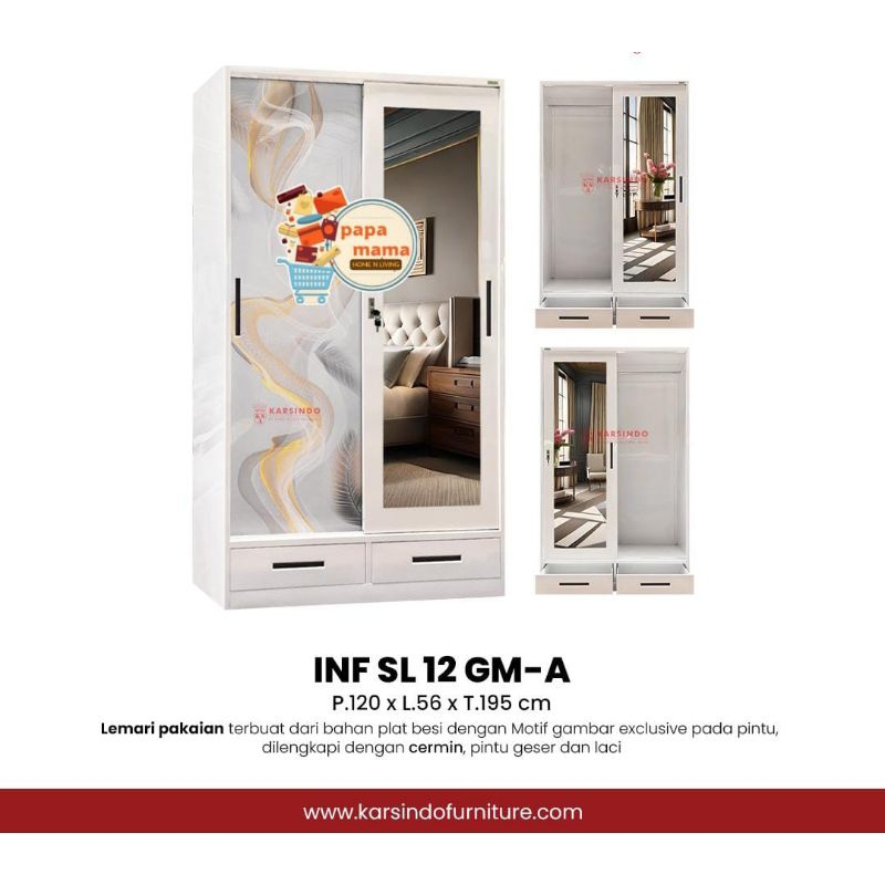 Lemari Pakaian Gamis Plat Besi - Lemari Full Gantungan Uk.120cm
