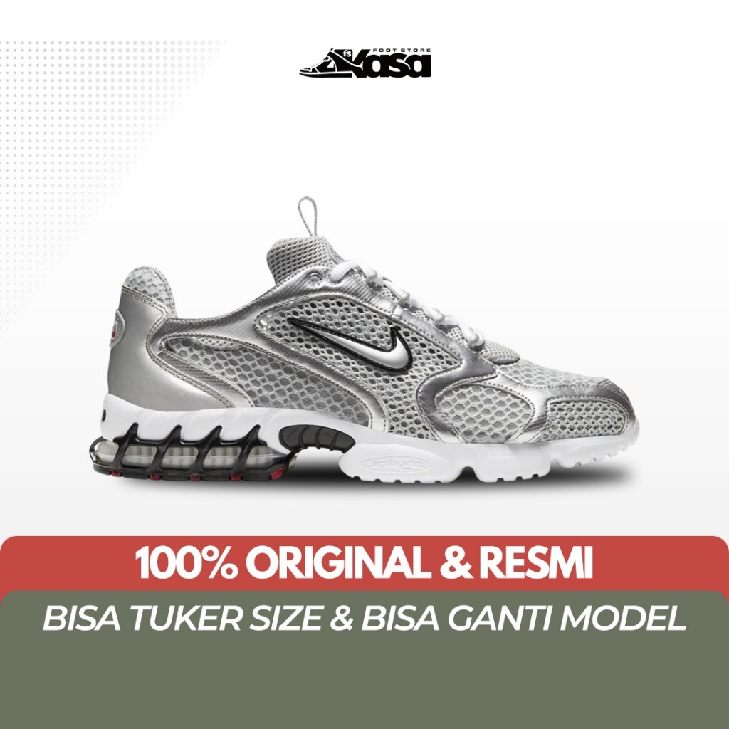 Sepatu Lari Pria Nike Air Zoom Spiridon Cage 2 Metallic Silver