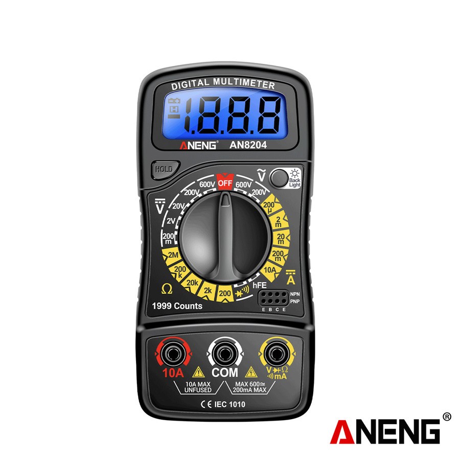 Aneng AN8204 Multitester Digital Voltage Tester hFE Triode LCD Backlight Original