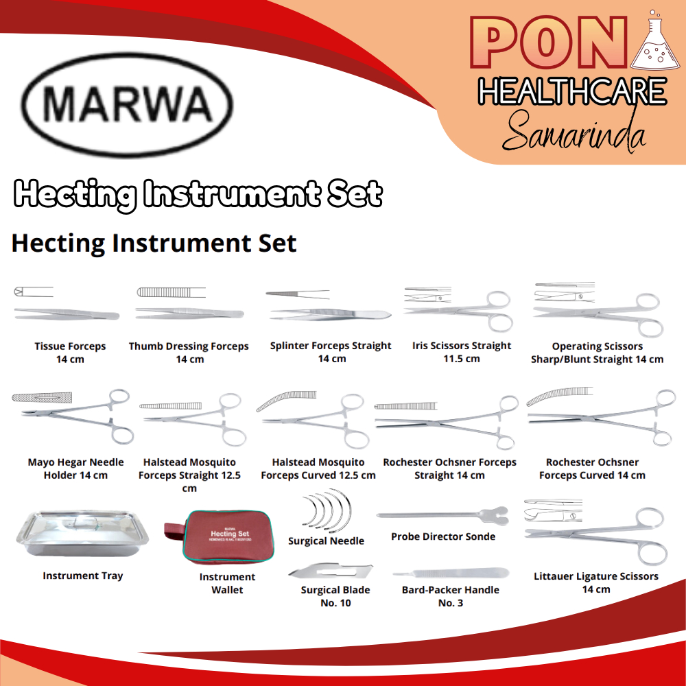 MARWA Hecting Instrument Set / Instrumen Hecting Set / Set Penjahit Luka untuk Menjahit Luka