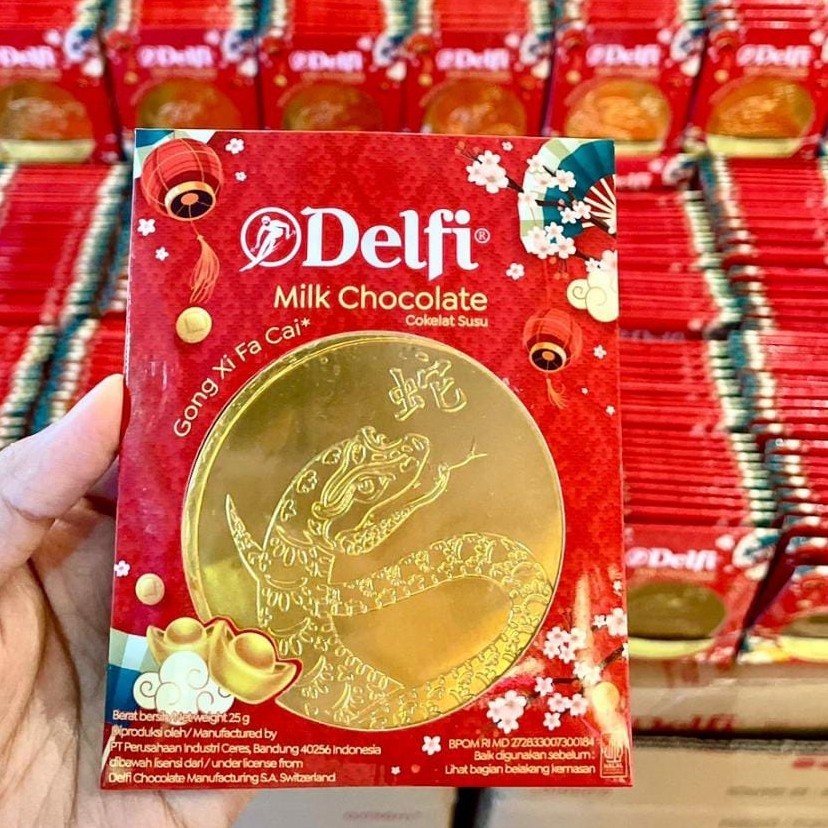 

Delfi Chocolate Milk 25 Gram Coklat Cokelat Koin Emas Imlek CNY Sincia Shio Ular 2025