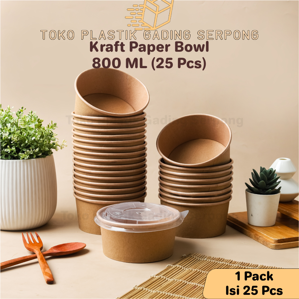Paper Bowl Kraft 800 ml / Rice Bowl Paper 800 ml / Paper Bowl Kraft 800ml