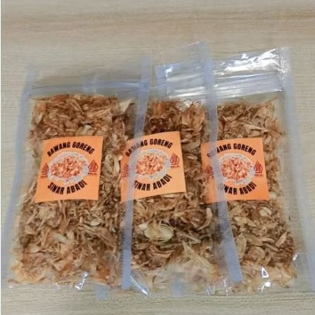 

Paket 3 pouch Bawang goreng isi 30 gram asli tanpa campuran