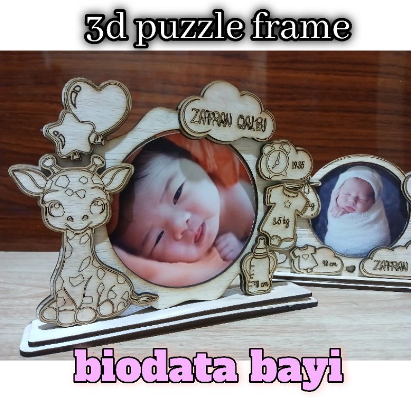 Frame Foto Bayi 3d puzzel, biodata kelahiran bayi