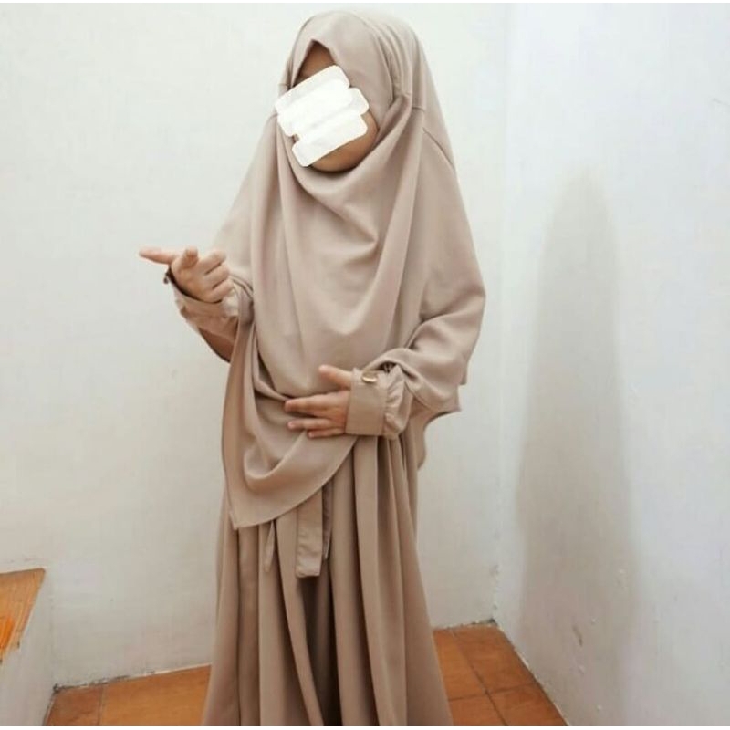 Preloved set Gamis French Khimar Anak XS