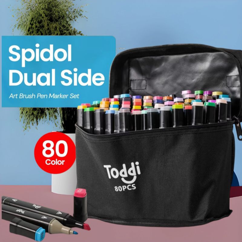 

Spidol Dual Side 80 warna Fine Art Brush Pen Art Marker Set - HL270