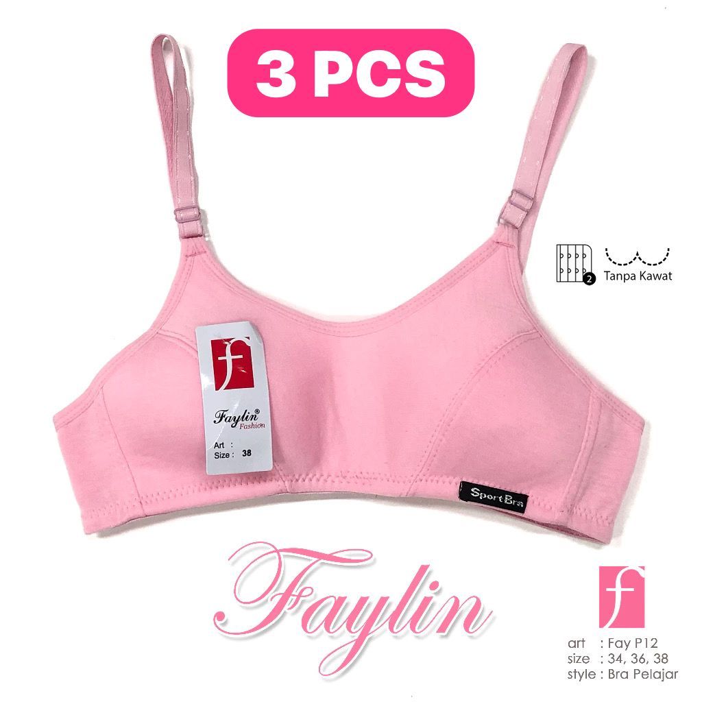 3 pcs bra pelajar  |bra anak sekolah SD SMP SMA  | bra busa tipis nyaman digunakan | faylin p18