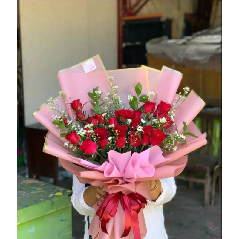 Buket Bunga Mawar Asli/Premium Big Size Fresh Flower Bouquet Bucket  Wisuda, Buket Lamaran/ Engageme