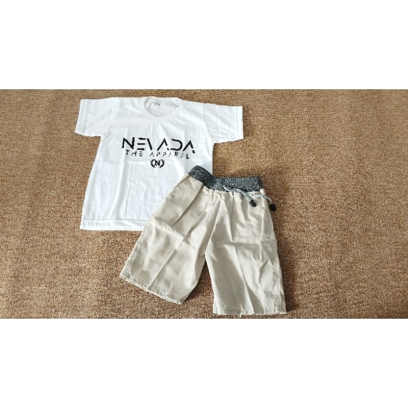 kaos / baju setelan anak laki-laki nevada dan celana chinos usia 3-5 tahun