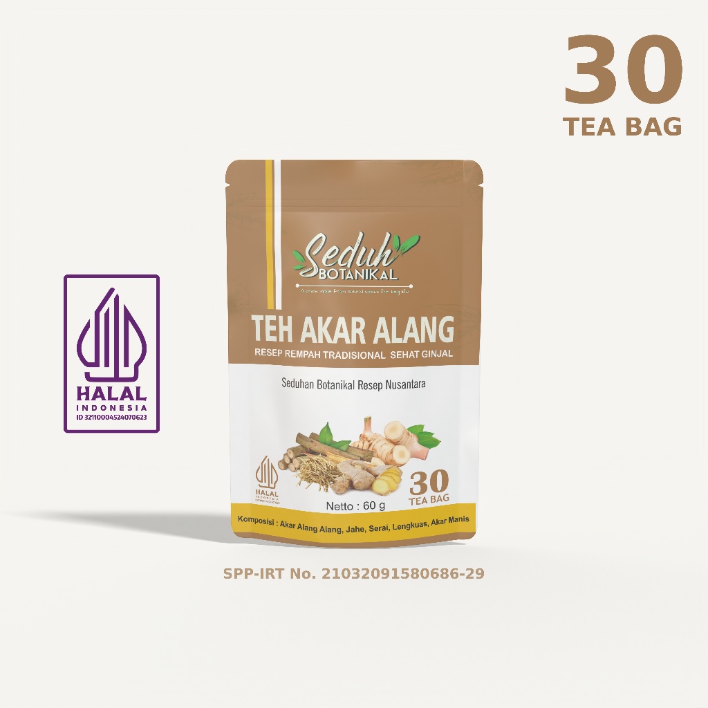 

AKEH SEDUH BOTANIKAL Teh Akar Alang Sehat & Detox Ginjal Resep Teh Rempah JSR 30 Tea Bag