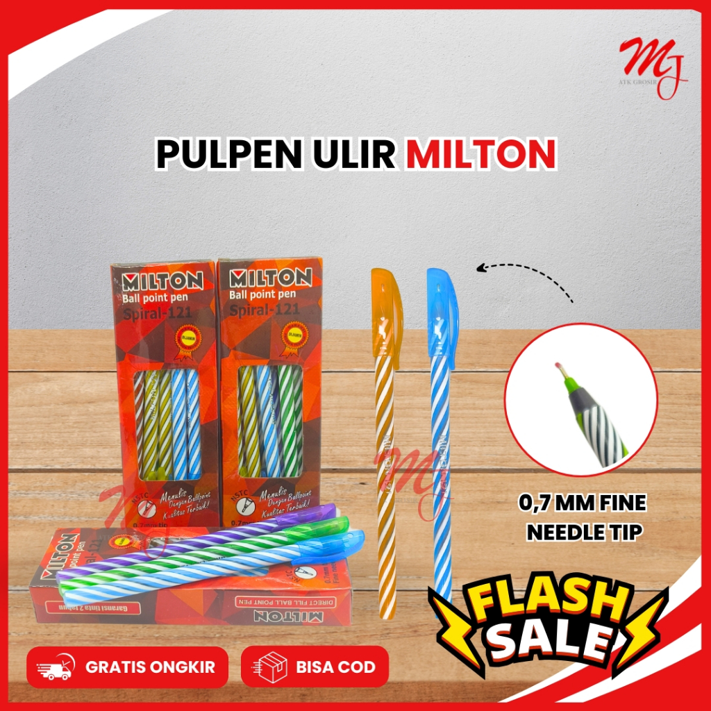 

(12 pcs) Ballpoint / Bulpen / Bolpen / Pulpen Ulir Spiral 121 Milton